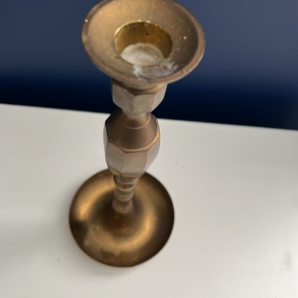 Solid Brass Vintage Candle Holder - Made in USA - Picture 2 of 5